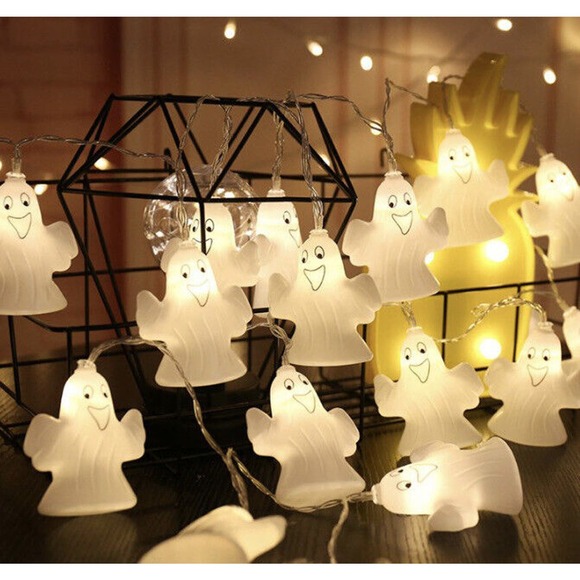 Decor Halloween Ghost Light 16.4 ft 30 LED Spooky Light Outdoor String Lamp X2 - Picture 1 of 4